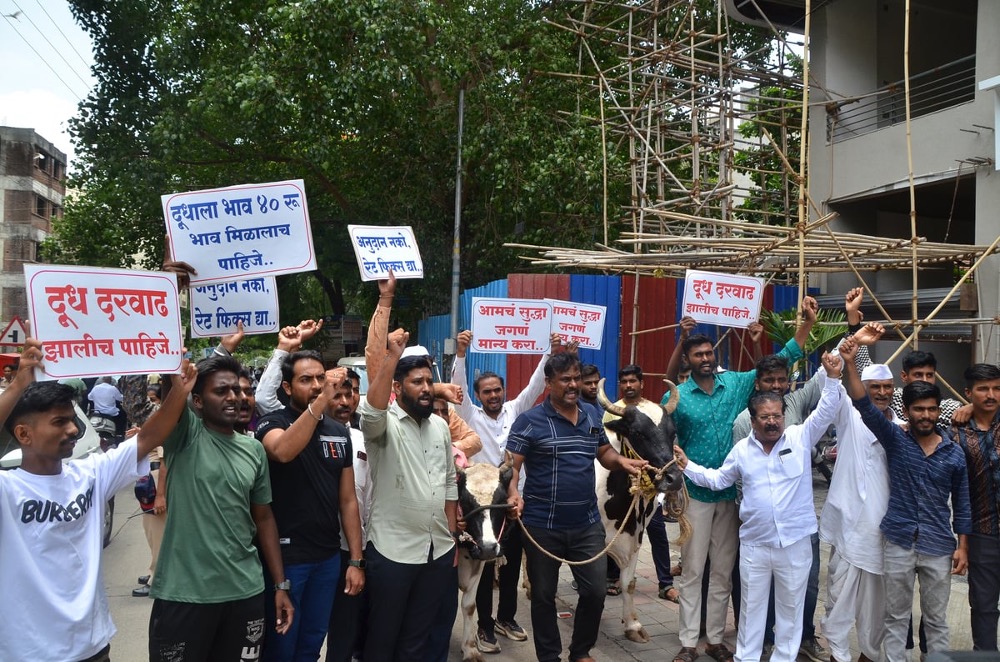 dairy farmers protest nashik milk price dairynews7x7