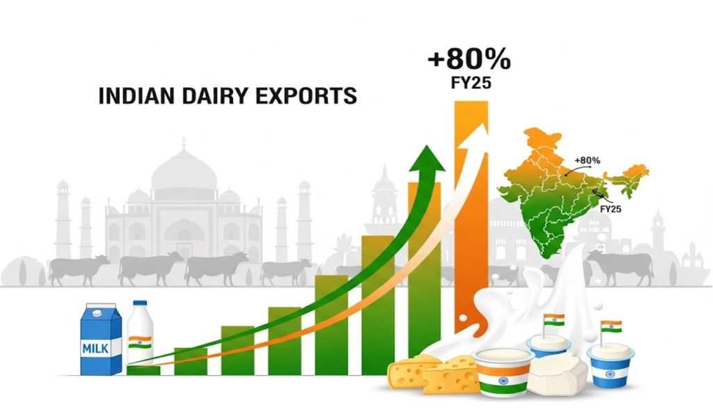 indian dairy export surge 80% fy 25 dairynews7x7